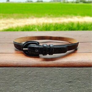 Talbots Leather Croc Embossed Rust Black Fashion Belt Size S